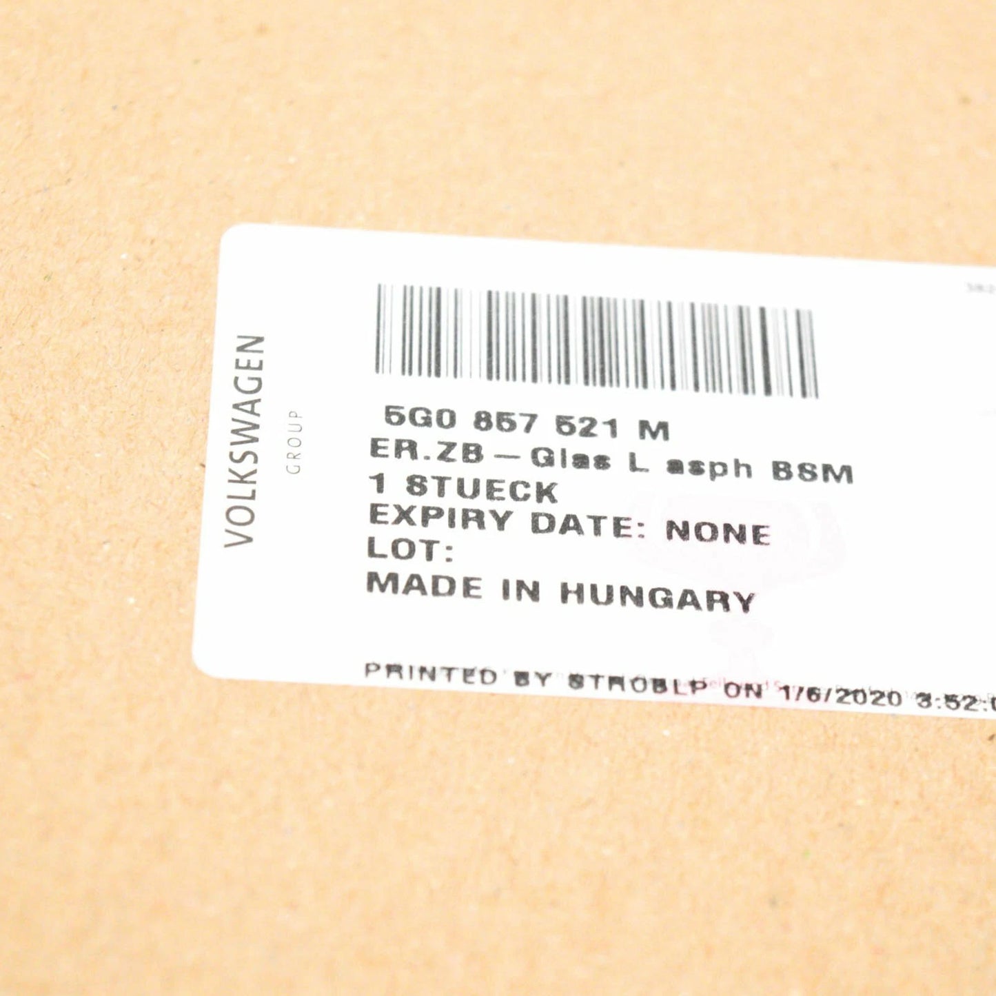 NEW VOLKSWAGEN GOLF MK7 MIRROR GLASS LEFT 5G0857521M ORIGINAL