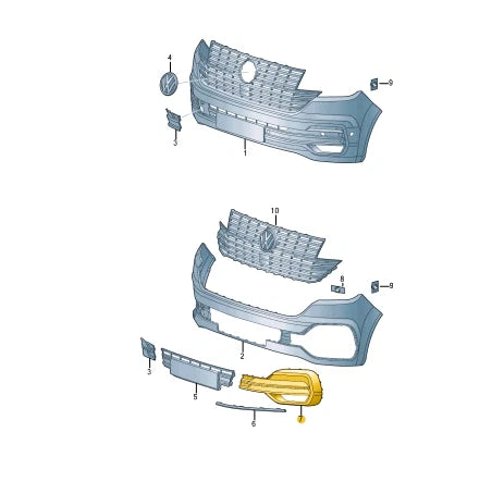 NEW VOLKSWAGEN TRANSPORTER T7 FRONT RIGHT BUMPER GRILLE 7LA807490B9B9