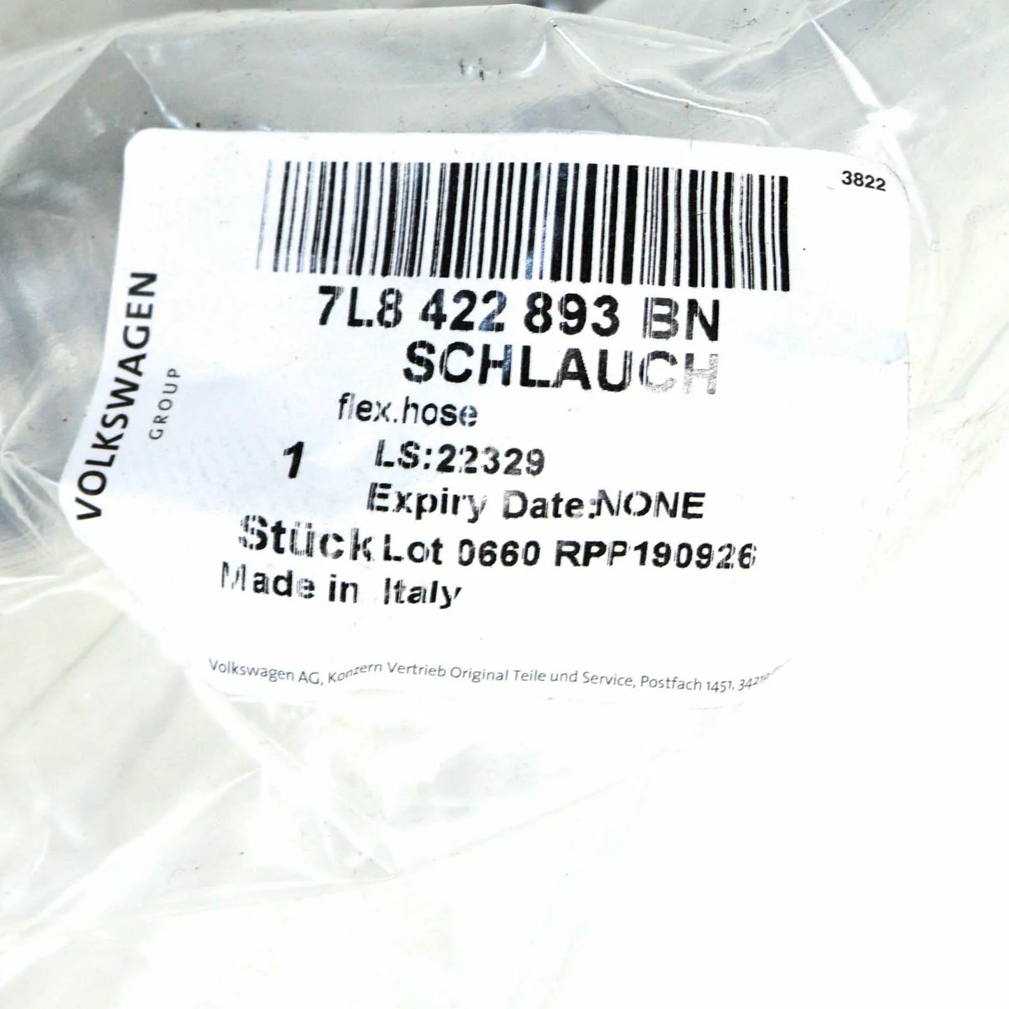 NEW AUDI Q7 4L PRESSURE EXPANSION PUMP HOSE LHD 7L8422893BN 2015 ORIGINAL