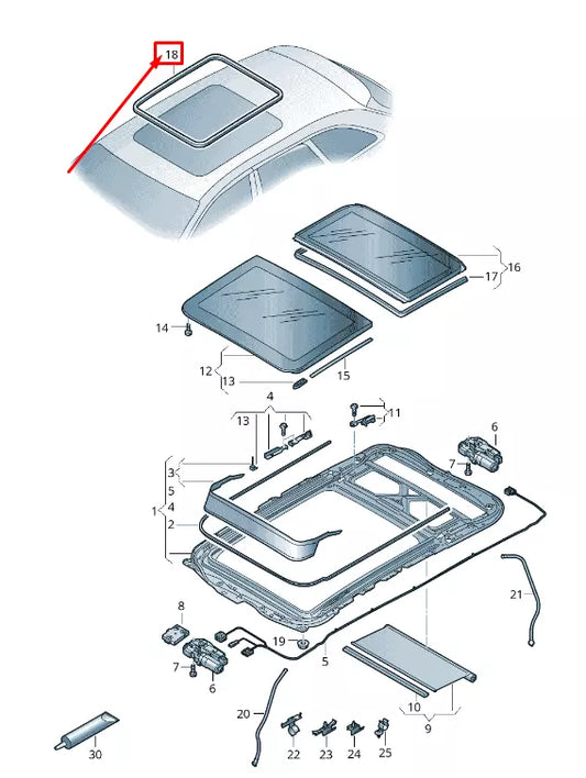NEW AUDI A4 AVANT B9 SUNROOF FRAME OUTER SEAL 8W9877459 ORIGINAL