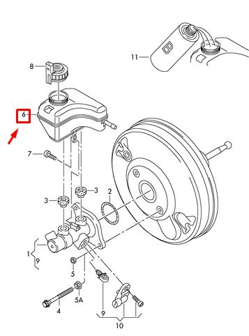 new volkswagen golf mk5 brake fluid tank lhd 1k1611301d original
