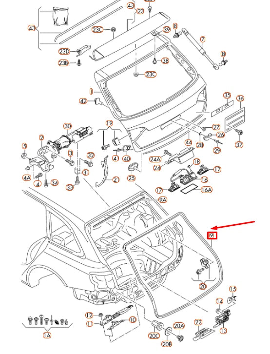NEW AUDI A4 AVANT B8 REAR LID FLAP SEAL 8K9827705F