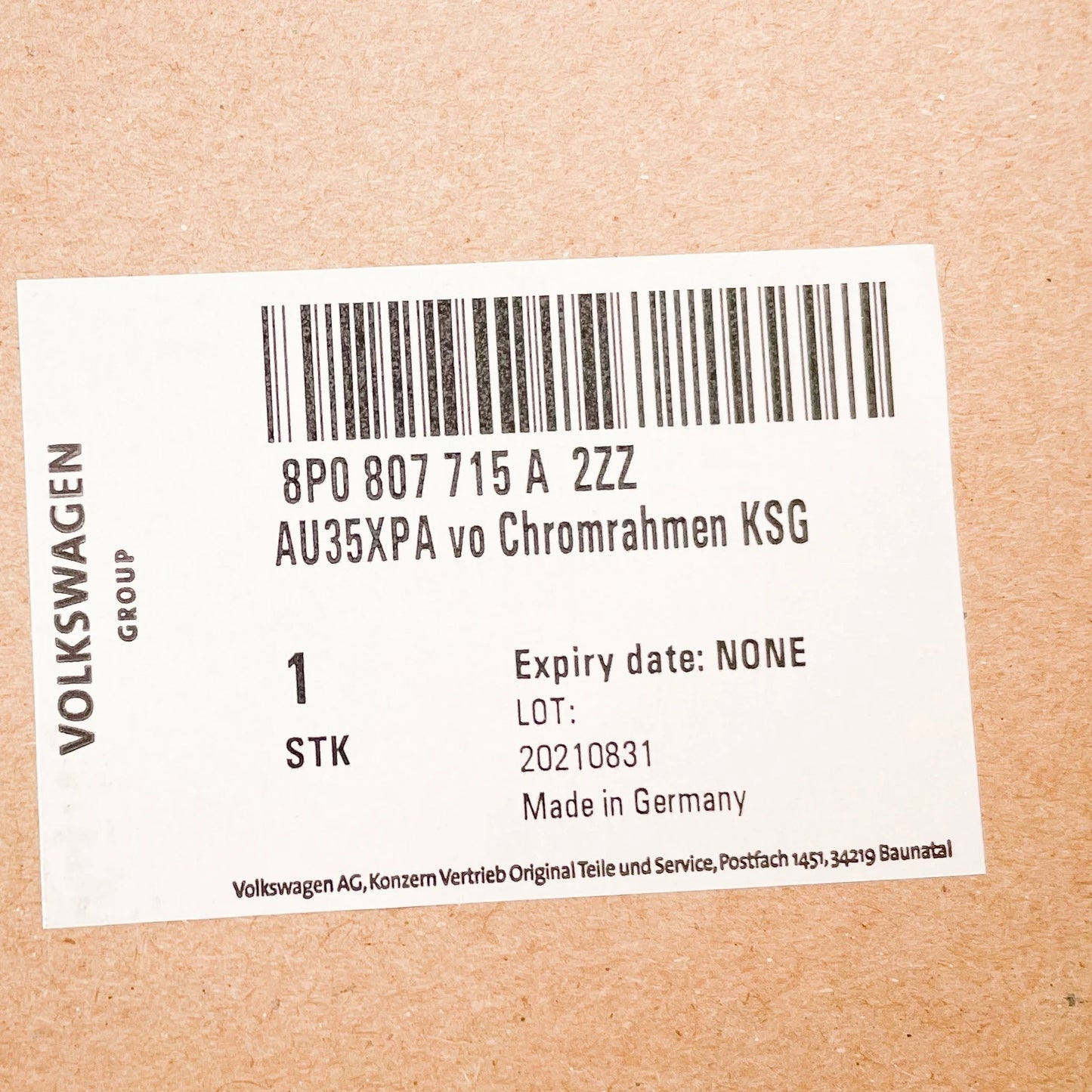 NEW AUDI A3 8P FRONT RADIATOR GRILLE SURROUND TRIM FRAME 8P0807715A2ZZ