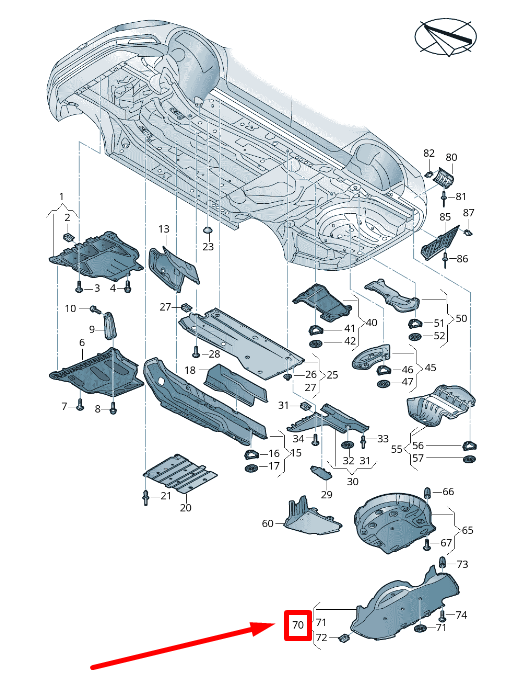 new vw arteon 3h7 trunk boot underbody cover 3g0825523c original