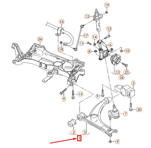 NEW VOLKSWAGEN TIGUAN 5N MK1 FRONT RIGHT CONTROL ARM 5N0407152 ORIGINAL