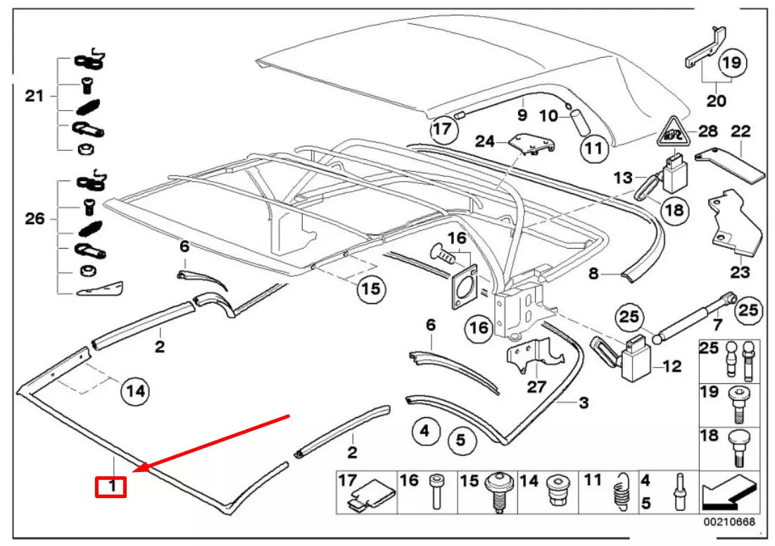 NEW BMW 3 CABRIO E46 WINDSHIELD TOP TRIM 54318229828 8229828 ORIGINAL