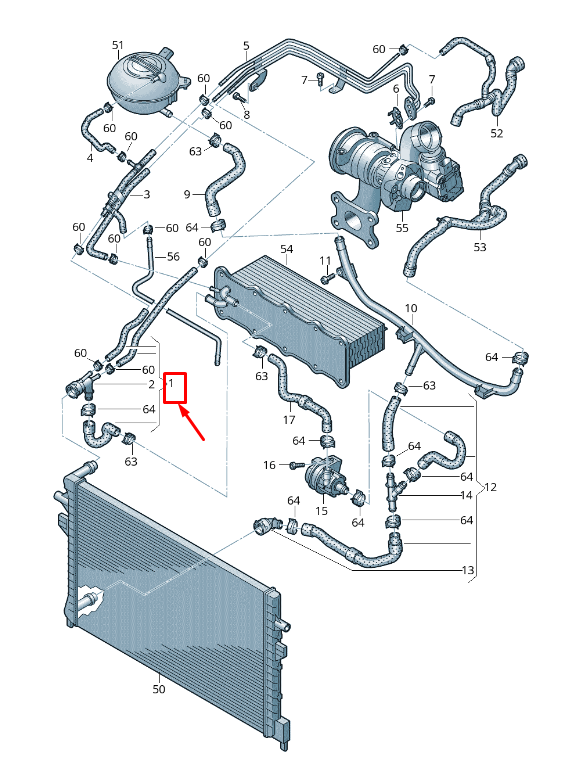 NEW AUDI Q2 GA RADIATOR WATER HOSE WITH QUICK COUPLING PIECE 5Q0122101H ORIGINAL