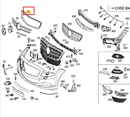 NEW MB CLS C218 FRONT BUMPER RADIATOR GRILLE TRIM A2188850174
