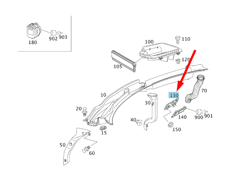 NEW MERCEDES-BENZ SLK R171 GASEOUS POLLUTANT SENSOR BRACKET A1718300214 ORIGINAL