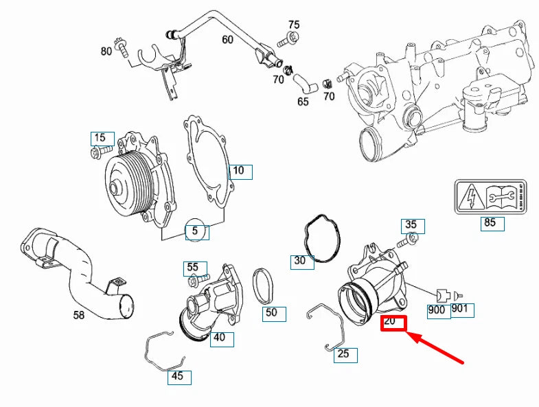 NEW MB E W211 COOLANT THERMOSTAT WITH HEATING CONNECTION A6422002115 ORIGINAL