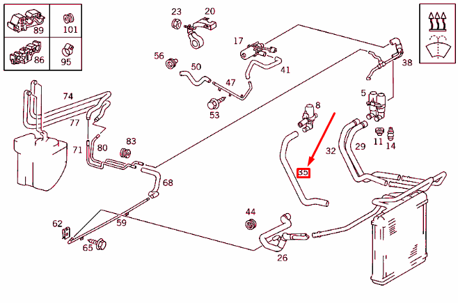 NEW MERCEDES-BENZ SL R129 HEATER HOSE A1298321394 ORIGINAL