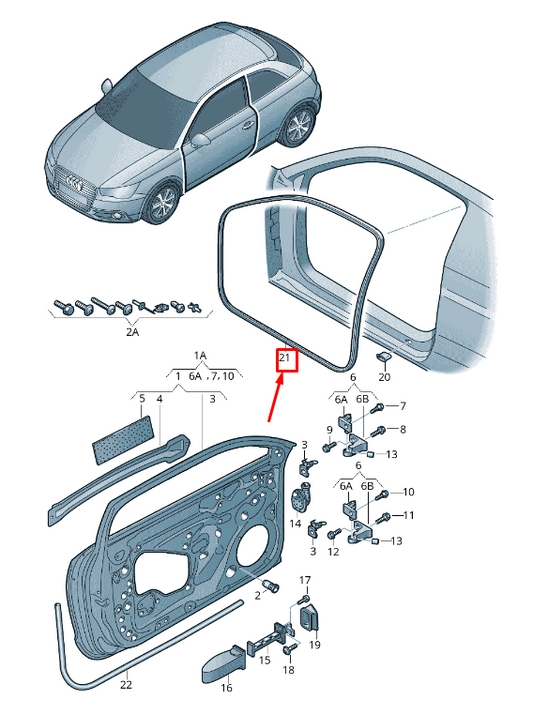 new audi a1 mk1 rear left inner door sealing rubber 8x3831721d original