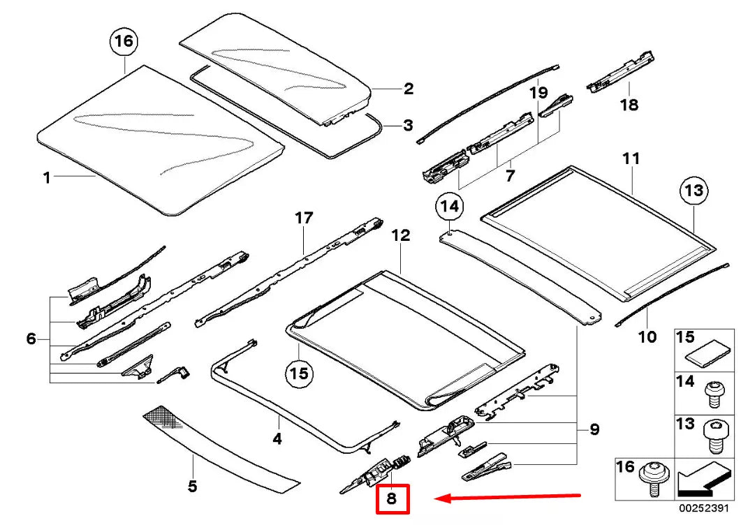 NEW BMW X3 E83 WIND DEFLECTOR MECHANISM 3456632 54103456632 ORIGINAL