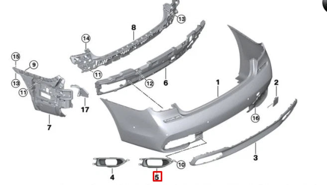 NEW BMW 7 G11 G12 REAR M RIGHT EXHAUST COVERING TRIM 51128061186 ORIGINAL