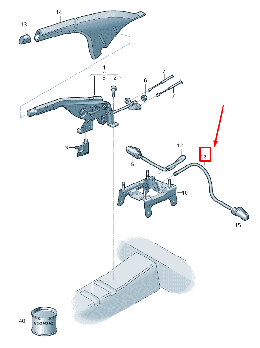 new skoda kamiq right handbrake cable guide tube 2q0711952f original