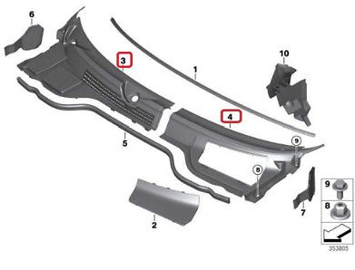 Genuine Mini Clubman R55 Panel Cowl Cover Set Rhd 2751211 2751212 Original