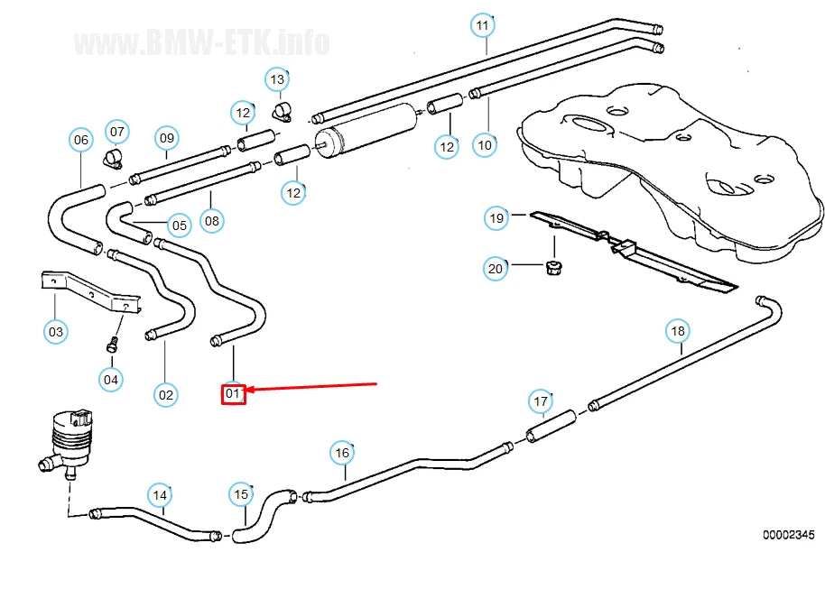 NEW BMW 7 E38 FRONT FUEL FEED LINE 16121183218 1183218 ORIGINAL