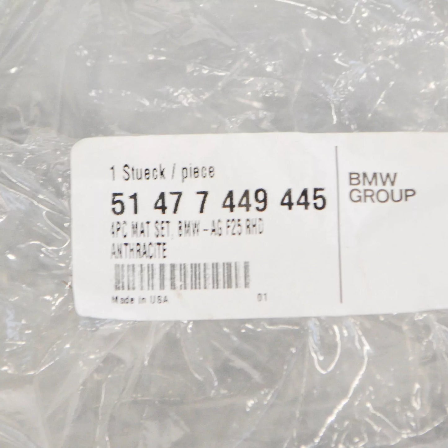 NEW BMW X3 F25 VELOUR FLOOR MATS RHD 51477449445 ORIGINAL