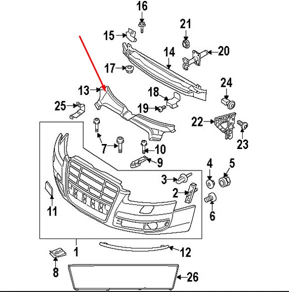 NEW AUDI A6 C6 FRONT RADIATOR SUPPORT COVER 4F0807081 2008 ORIGINAL