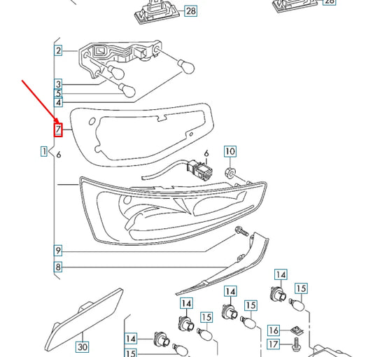 NEW AUDI Q3 8U REAR LEFT TAIL LIGHT SEAL 8U0945191A ORIGINAL