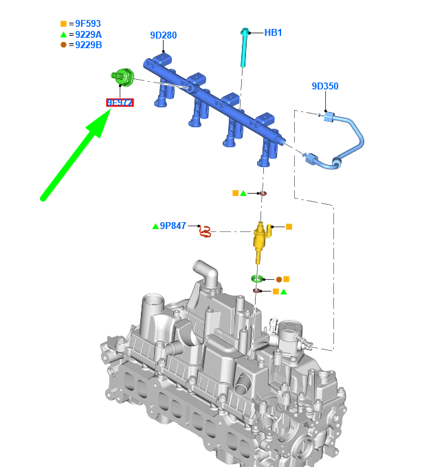 new ford kuga c520 mk2 fuel injector pressure sensor 2012909 original