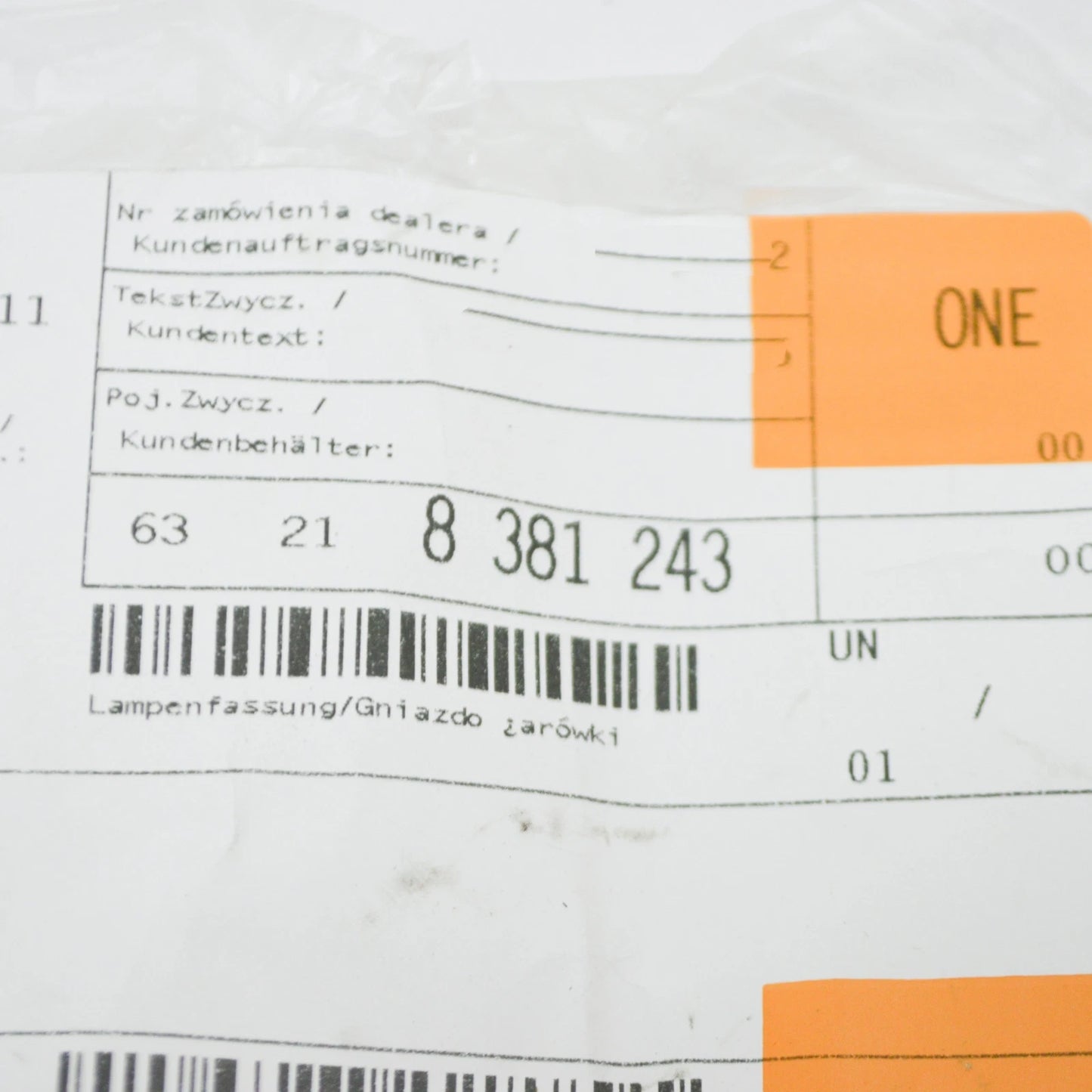 NEW BMW 7 E38 REAR TAIL LIGHT BULB SOCKET 8381243 63218381243 ORIGINAL