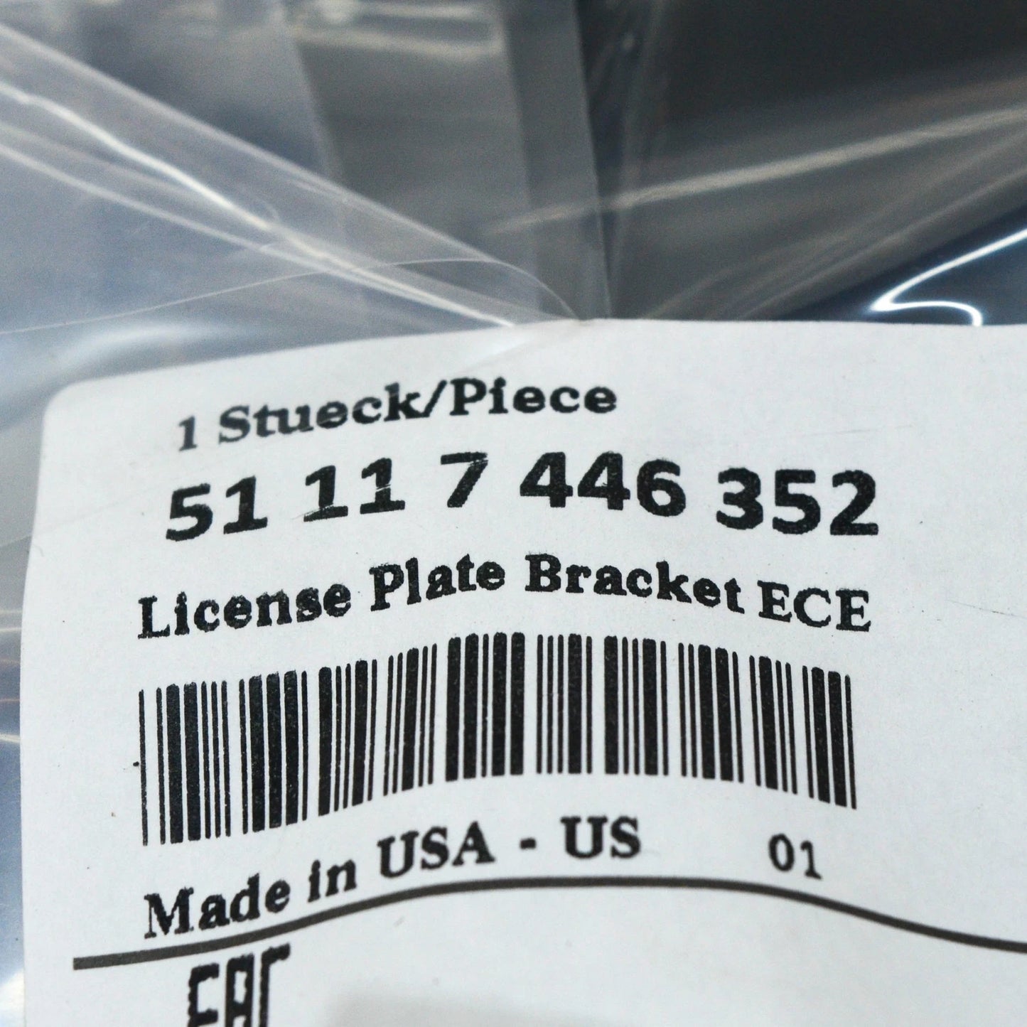 NEW BMW X7 G07 FRONT BUMPER NUMBER LICENSE PLATE HOLDER ECE 51117446352 ORIGINAL