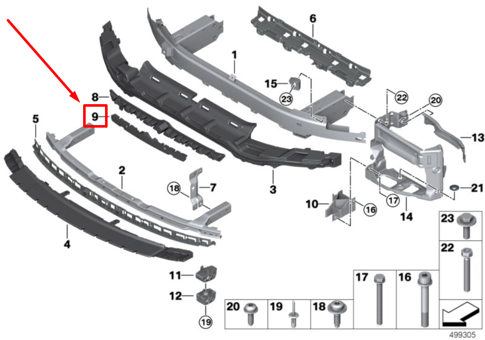 new bmw m8 g16 front bumper shock absorber 51117954119 7954119 original
