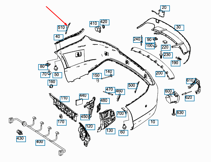 NEW MERCEDES-BENZ CLA C117 REAR BUMPER RIGHT GRILLE COVER A1178850253 ORIGINAL