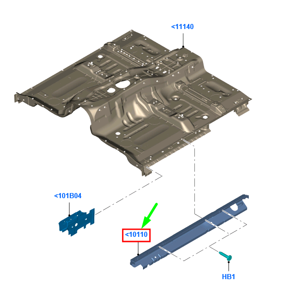 new ford ranger t6 mk1 right floor side member assy 5343774 original