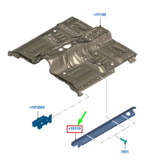 new ford ranger t6 mk1 right floor side member assy 5343774 original