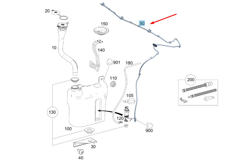 NEW MERCEDES-BENZ VITO W447 WINDSHIELD WIPER HOSE LINE A4478600592 ORIGINAL