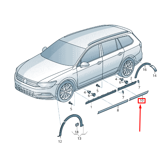 new vw passat b8 3g rear left lower trim 3g08533339b9 original