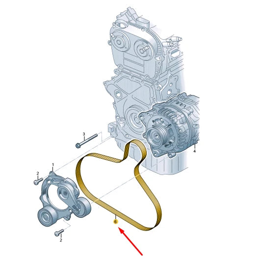 NEW VOLKSWAGEN GOLF MK8 ALTERNATOR POLY-V-BELT 05E903159B ORIGINAL