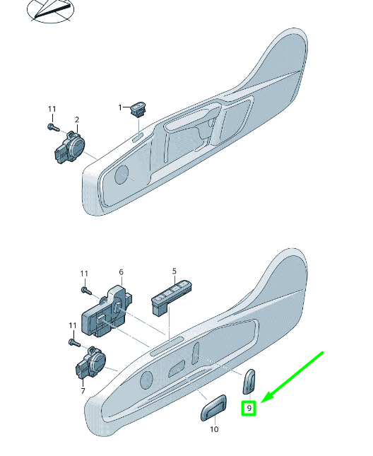 new volkswagen passat b8 3g front left seat knob 7p6959817aqwa original