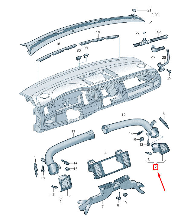 new vw transporter vi t6 dashboard air vent right lhd 7e5819204jjma original