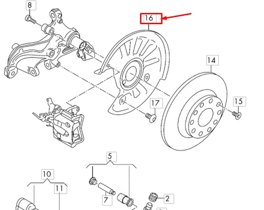 NEW VW GOLF MK7 REAR LEFT BRAKE DISC PROTECTION COVER PLATE 5Q0615611T