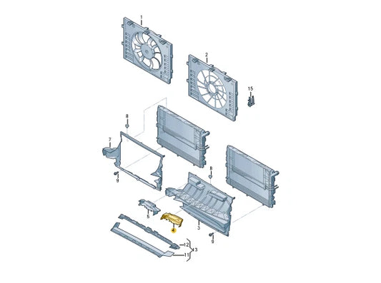 NEW VOLKSWAGEN TOUAREG 7P LEFT RADIATOR AIR DUCT 7P6121395B ORIGINAL