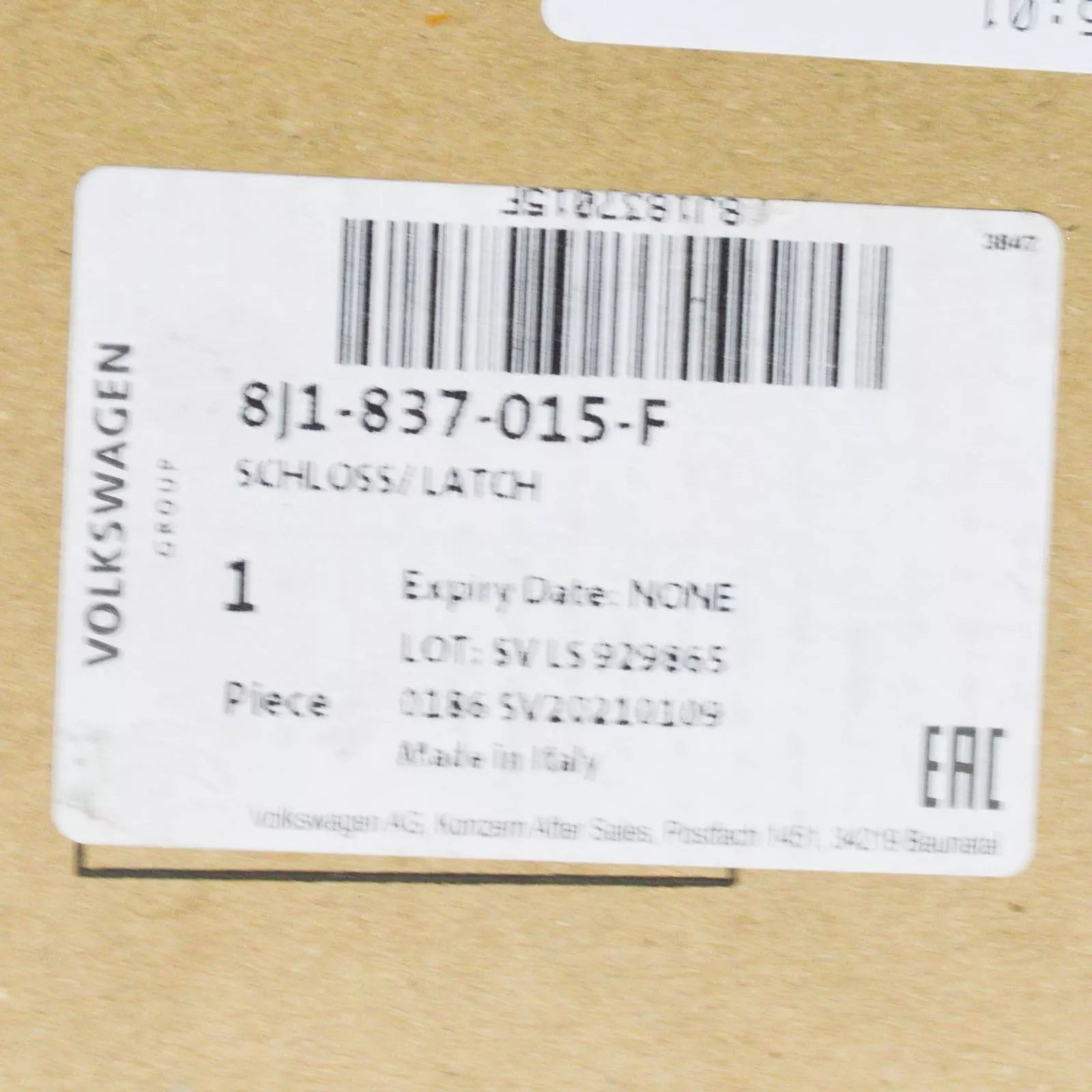 NEW AUDI A1 8X FRONT LEFT DOOR LOCK LHD 8J1837015F ORIGINAL