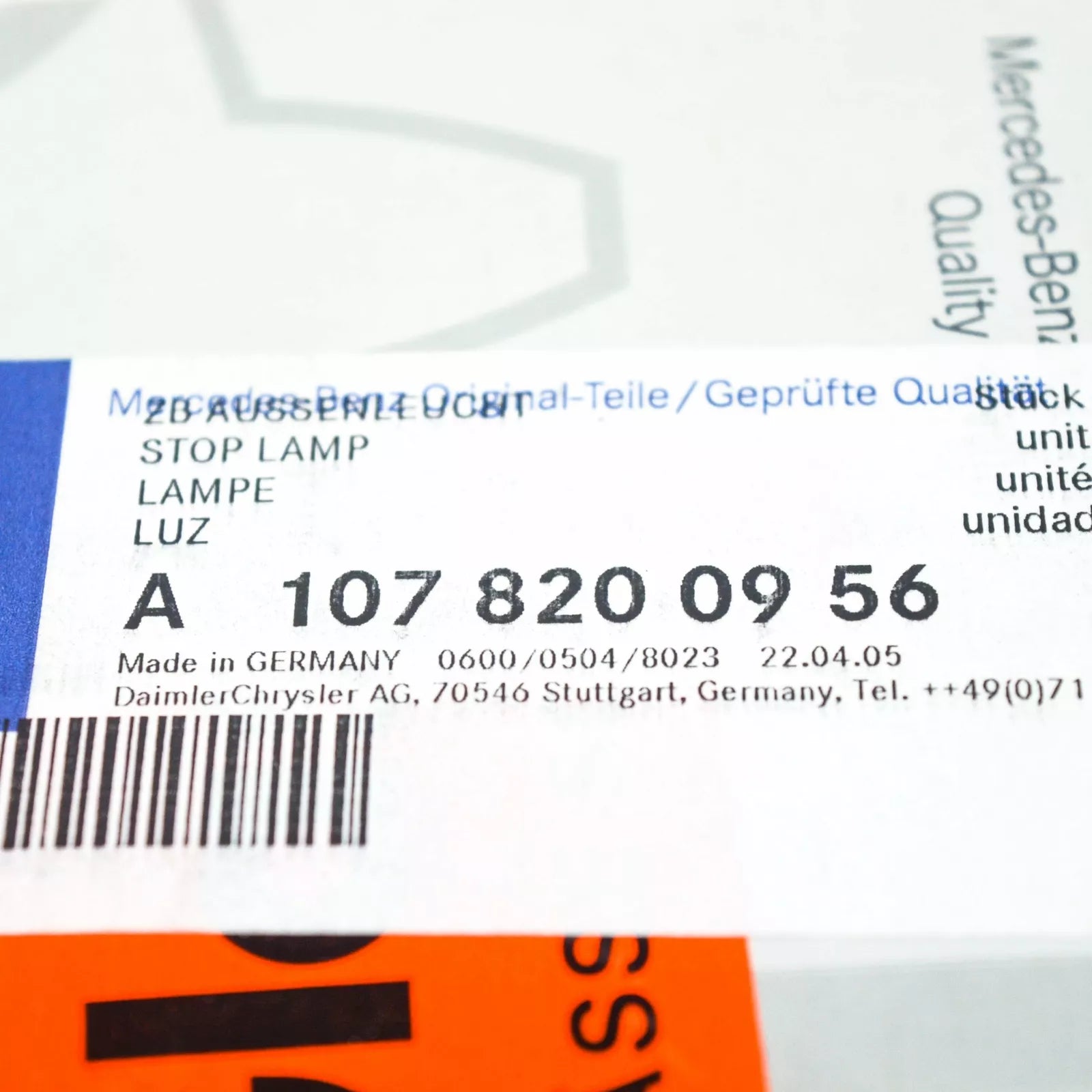 NEW MERCEDES-BENZ SL R107 THIRD BRAKE LIGHT A1078200956