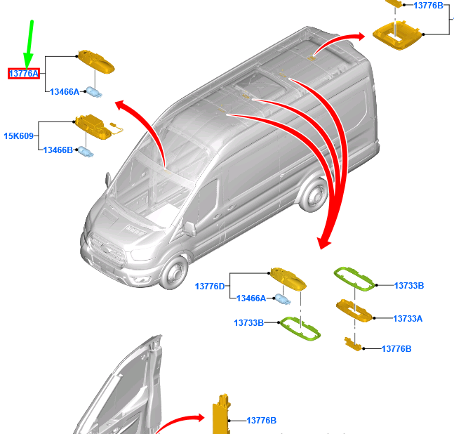 new ford transit mk4 interior lamp 1940130 fk26-13776-aa original