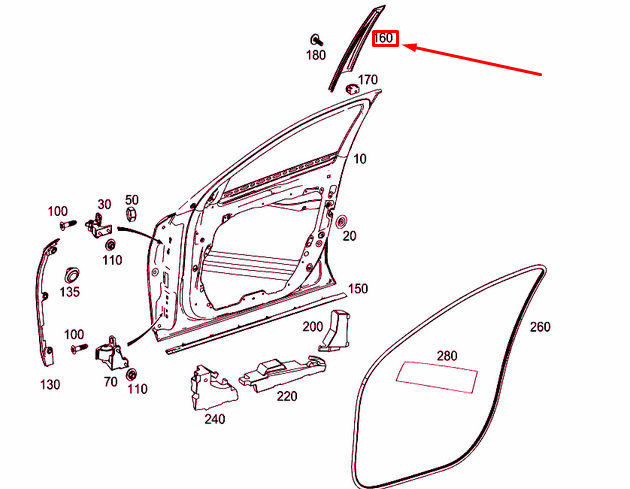 NEW MB E W213 B-PILLAR OUTSIDE RIGHT ORNAMENTAL MOLDING A2136900287 ORIGINAL
