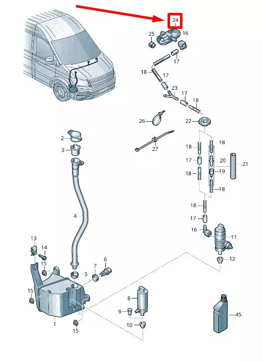 NEW VW CRAFTER FLATBED SZ LEFT WINDSCREEN WASHER JET 7C0955987 ORIGINAL
