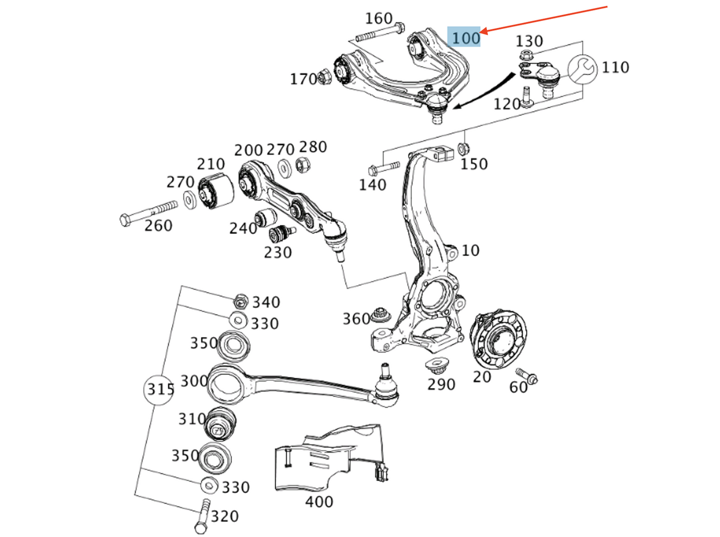 new mb sl r231 front right suspension upper control arm a2313303000 original