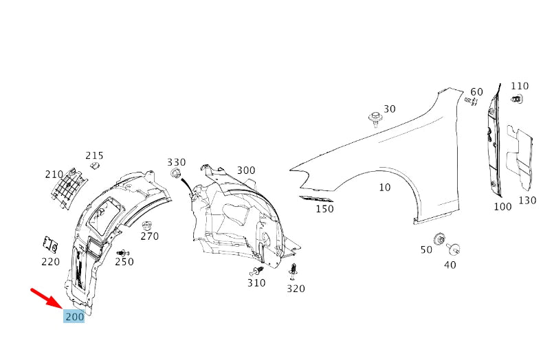 NEW MB E C238 FRONT RIGHT WHEEL HOUSING LINER FRONT PART A2386901603 ORIGINAL