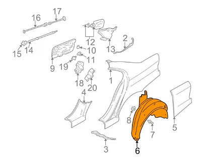 NEW BMW M5 E39 REAR RIGHT FENDER WHEEL HOUSING COVER 51712496658 ORIGINAL