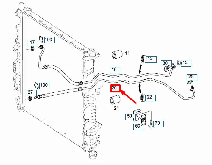 NEW MERCEDES-BENZ R W251 TRANSMISSION OIL COOLER HOSE A2515002072 ORIGINAL