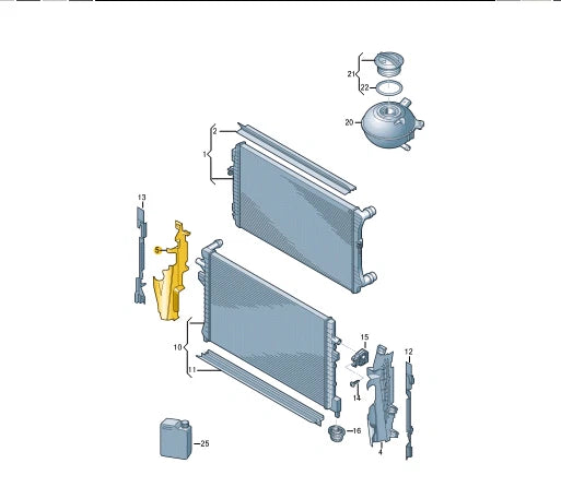 NEW VOLKSWAGEN JETTA MK7 A7 RIGHT RADIATOR AIR GUIDE 17A121284K ORIGINAL