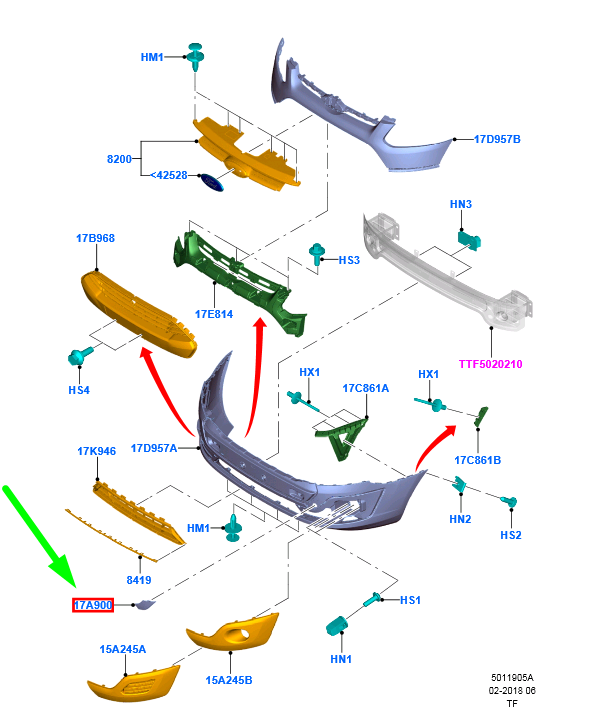 new ford tourneo custom front bumper tow eye cover 1778880 original