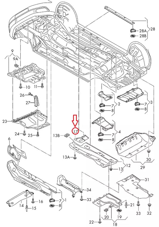 NEW AUDI A3 8V UNDERBODY FRONT RIGHT FLOOR PAN SPLASH SHIELD 8V0825272 ORIGINAL